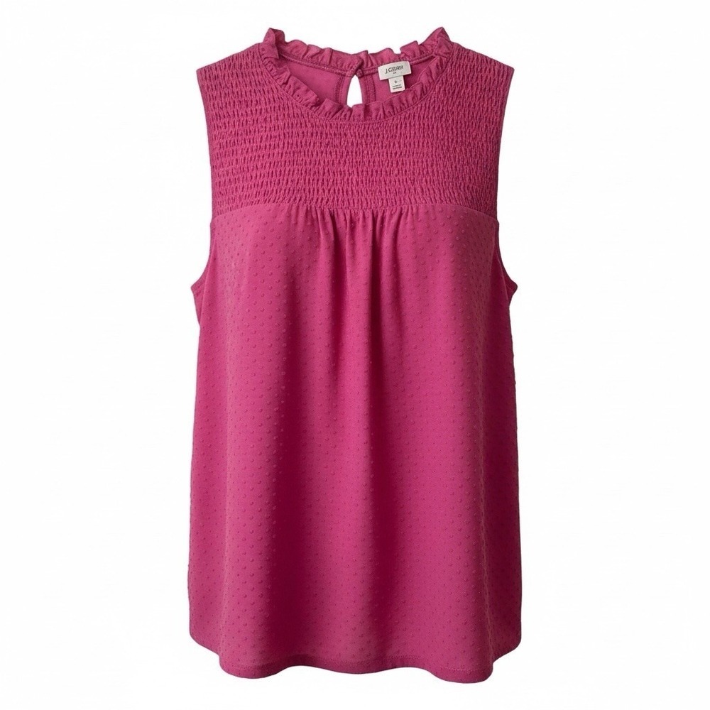 J.Crew Pink Sleeveless Blouse Shirt NWT Women's L Preppy Grandmacore Cottagecore